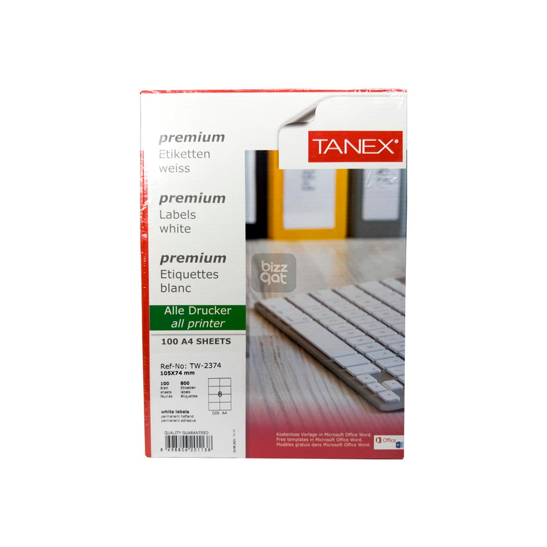 Tanex 8 Labels A4 105X74mm TW2374