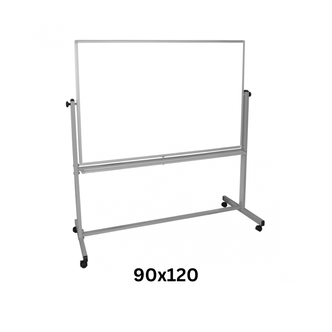 90x120cm Revolving & Portable Whiteboard Stand with Double-Sided Magnetic Writing Board
